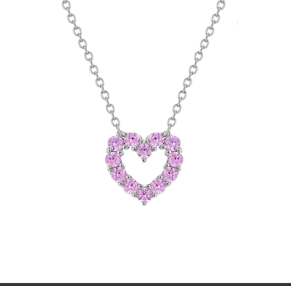 Sterling Silver Pink Heart Necklace for Kids