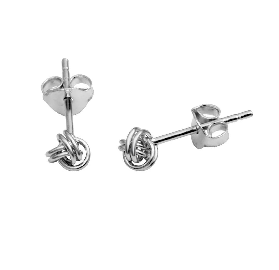 Silver Love Knot Stud Earrings – Simple & Classic