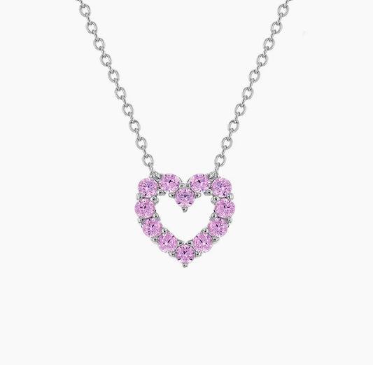 Sterling Silver Pink Heart Necklace for Kids