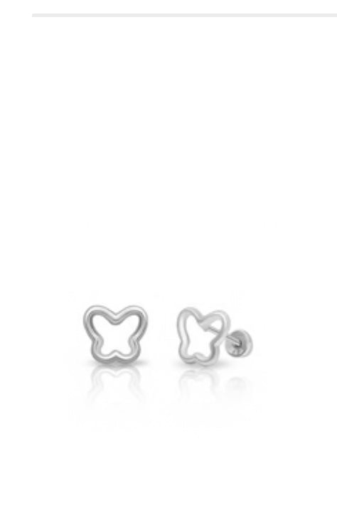 Silver Outline Butterfly Stud Earrings – Minimal Style