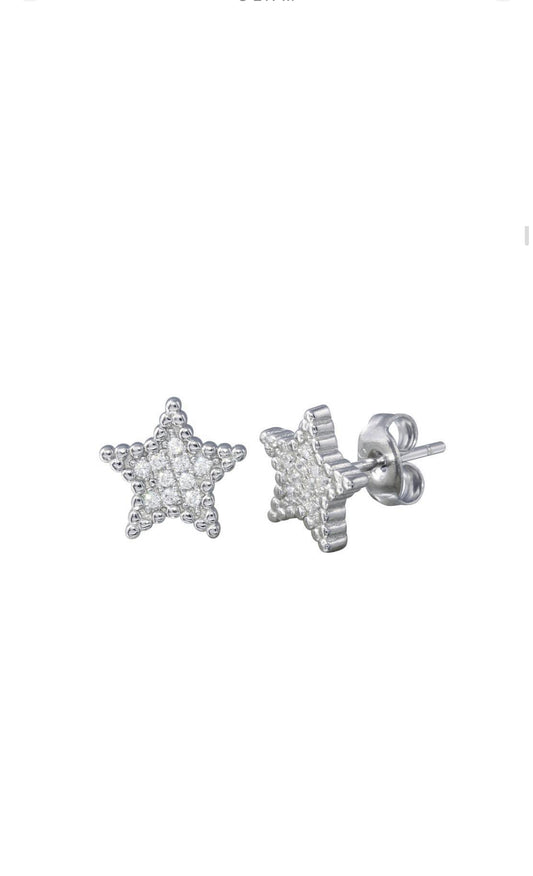 Silver Star Stud Earrings – Sparkling Design